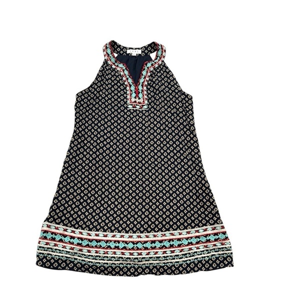 THML Dress Anthropologie Embroidered Sleeveless Dress Blue White Red Size Small - Picture 2 of 12